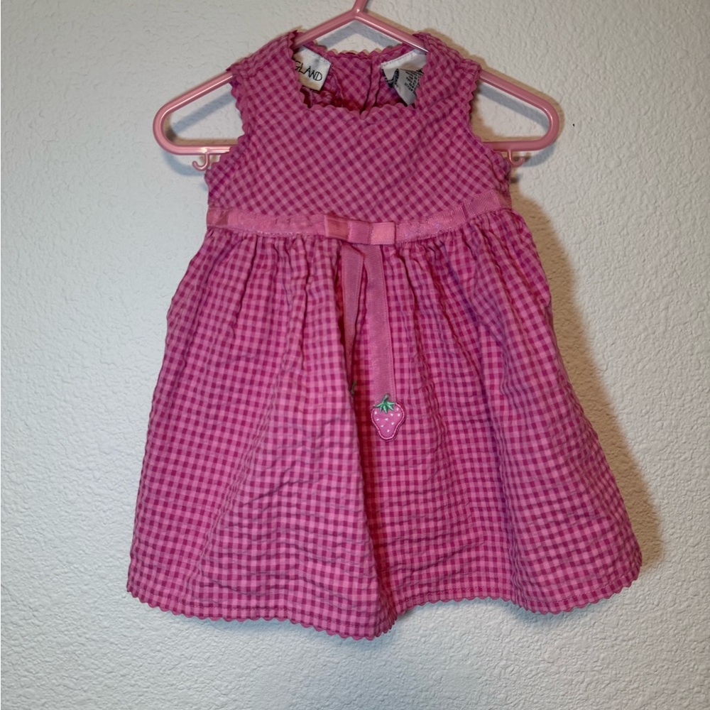 Youngland Pink Gingham Strawberry Dress